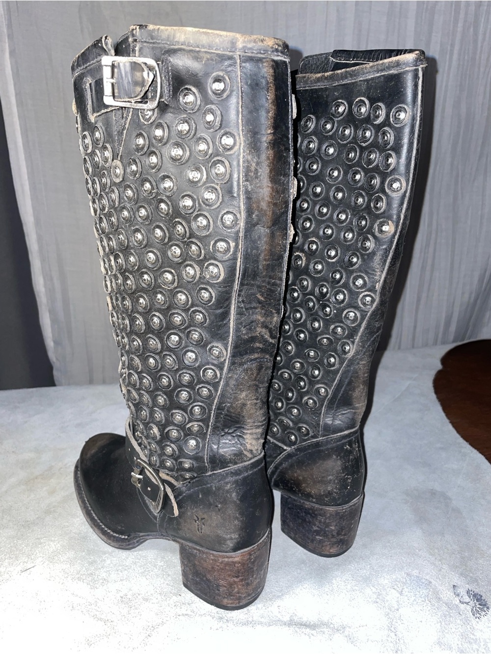 FRYE Vera Disc Tall Black Leather Boots - Picture 4 of 7